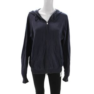 Burberry Brit Womens Full Zip Cotton Sweater Blue Size M